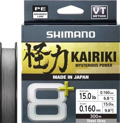 Shimano Flettet Snøre Kairiki 8+ 300m Grey