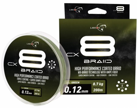 Lawson CX8 Braid Green Coated 200 meter